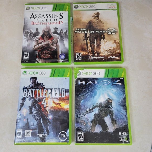 Xbox 360 Lot bundle of 4 games Battlefield, Call of Duty, Assassin’s Creed, Halo